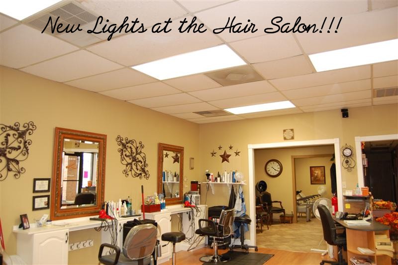 Hair salon lights with wording